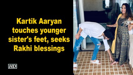 Kartik Aaryan touches younger sister's feet, seeks Rakhi blessings