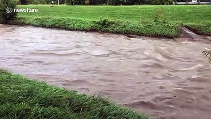 Black Creek Diversion Channel flooded after major storm in Canada