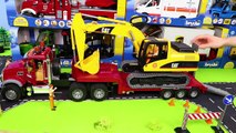 Escavadora, Caminhões de lixo e carros de policia, Carrinho de bombeiros - Excavator Toys