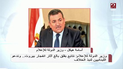 أسامة هيكل: نتابع بقلق بالغ آثار انفجار بيروت