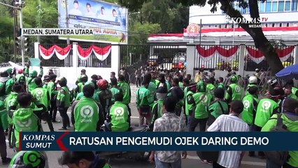 Ratusan Pengemudi Ojek Online di Medan Unjuk Rasa