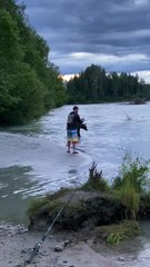 Brown Bear Snatches Sockeye Salmon From Fisherman