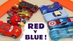 Hot Wheels Red versus Blue with Disney Pixar Cars Lightning McQueen and Marvel Avengers plus PJ Masks with the Funny Funlings in this Dinosaur Toys Race Full Episode English Toy Story for Kids