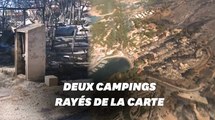 Incendie à Martigues: les images des habitations et des campings ravagés