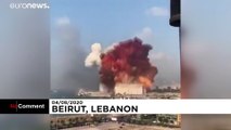 Amateurfilmer schrecken zurück bei Explosionen in Beirut im Libanon