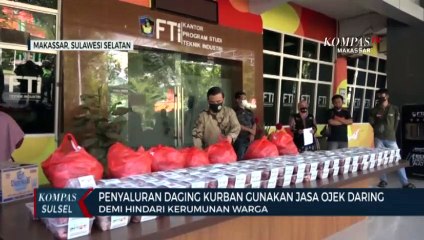 Demi Hindari Kerumunan Warga, Penyaluran Daging Kurban Gunakan Jasa Ojek Daring