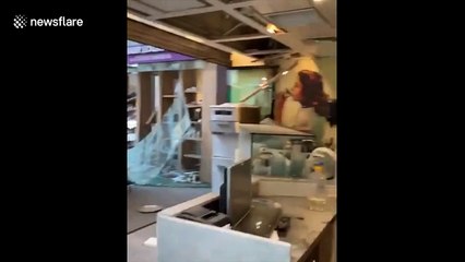 Injured rushed to hospital and widespread damage in immediate aftermath of Beirut blast