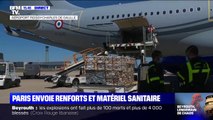 Le matériel sanitaire est en train d'être chargé dans un des avions qui doit s'envoler pour Beyrouth