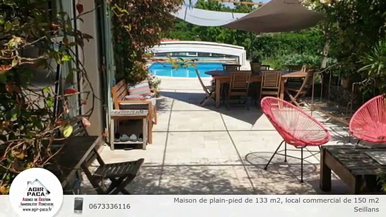 Maison de plain-pied de 133 m2, local commercial de 150 m2