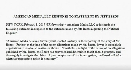 AMI says it acted lawfully despite Bezos' claims of extortion