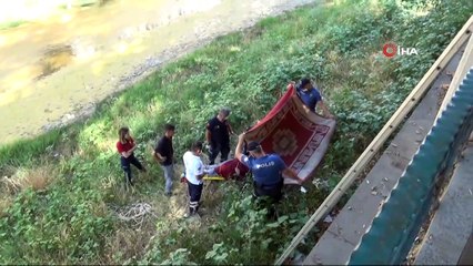 Tatlı Çay'a 5 metre yükseklikten düşen kadın ölümden döndü