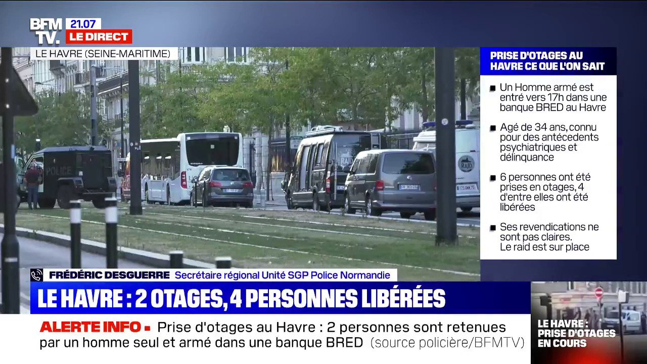 Prise d'otages au Havre: "Il n'y a pas eu de coup de feu, les otages n'ont pas été maltraités" (Unité SGP Police)
