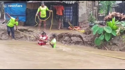 Dramatic footage shows tribes being rescued from floods in southern India