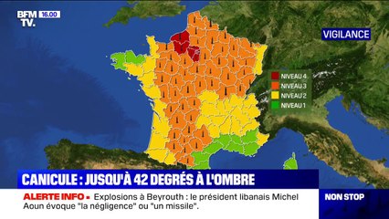 Canicule: 9 départements en vigilance rouge, 53 en orange