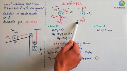✅ FISICA DINAMICA - CALCULAR LA ACELERACION DEL BLOQUE A (APLICACION DE LEYES NEWTON)