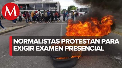En Oaxaca, normalistas exigen examen presencial ante la falta de oportunidades