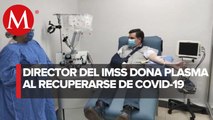 Zoé Robledo dona plasma convaleciente en el IMSS