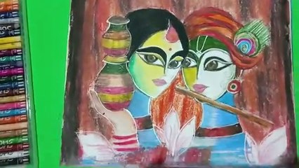 How to make Krishna painting with oil pastle _ Pallavi Drawing Academy _