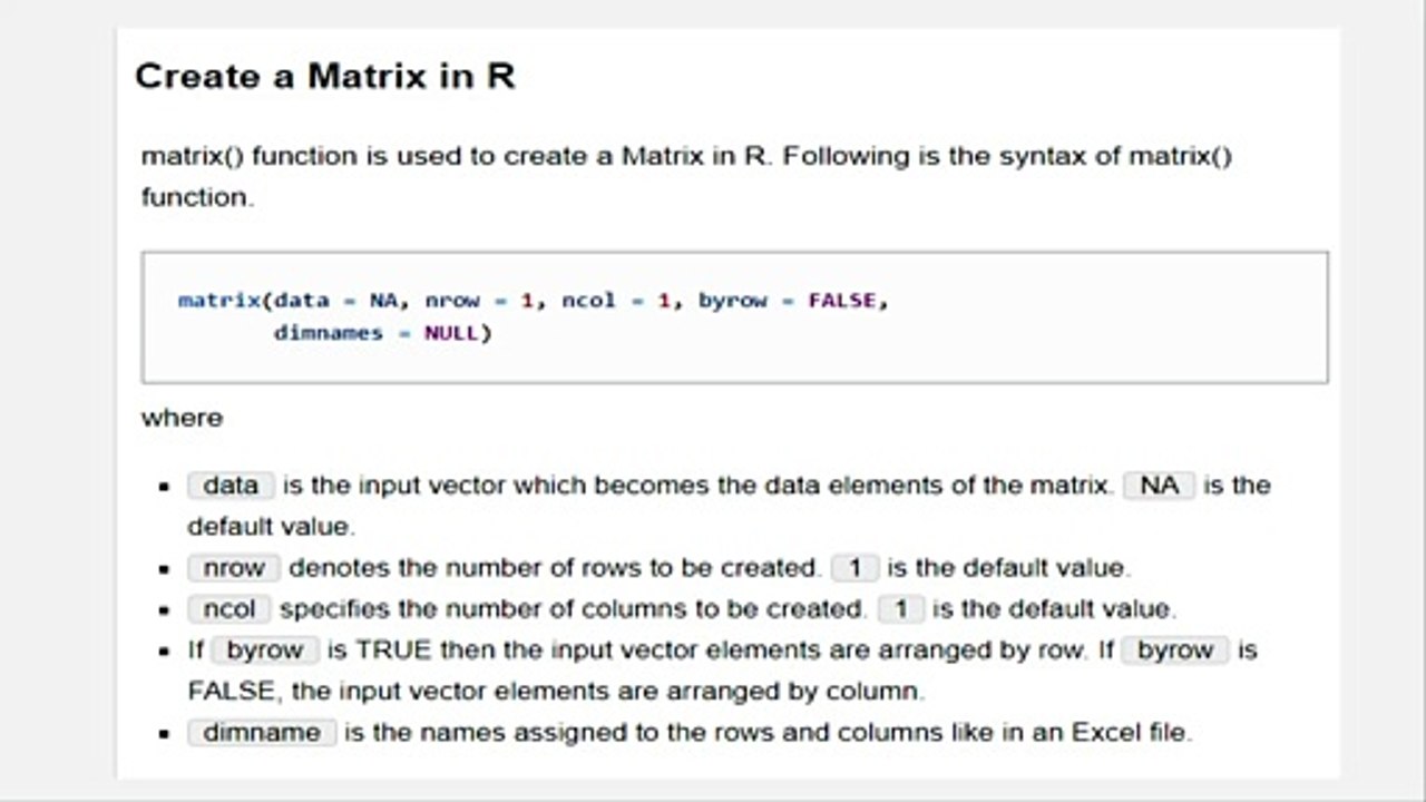 Matrices in r programing