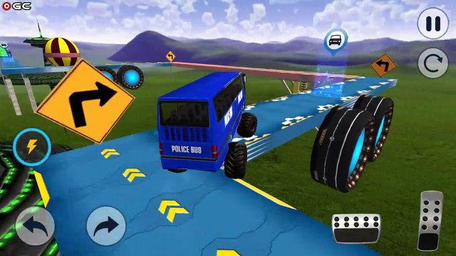 Impossible Monster Police Bus Stunts Ramp Jumps - 4x4 Ramp Car Stunts Game - Android GamePlay