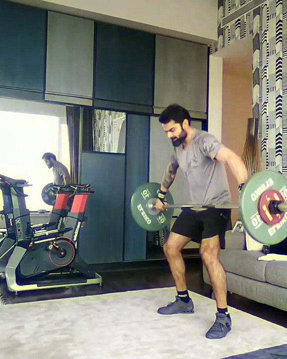 Virat kohli is doing workout.