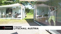 Artists in Austria lock themselves in glass rooms for 14 days to mimic quarantine