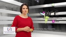 Gabriela Hermosillo, de la estación radiofónica de la Universidad Autónoma de Aguscalientes, emite mensaje en el 3er Aniversario de NCC Iberoamericano