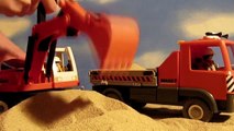 Playmobil Construction Rubble Excavator and Flatbed Workman's Truck on the Construction Site