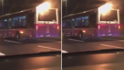 İstanbul'da alev alan halk otobüsü yoluna böyle devam etti