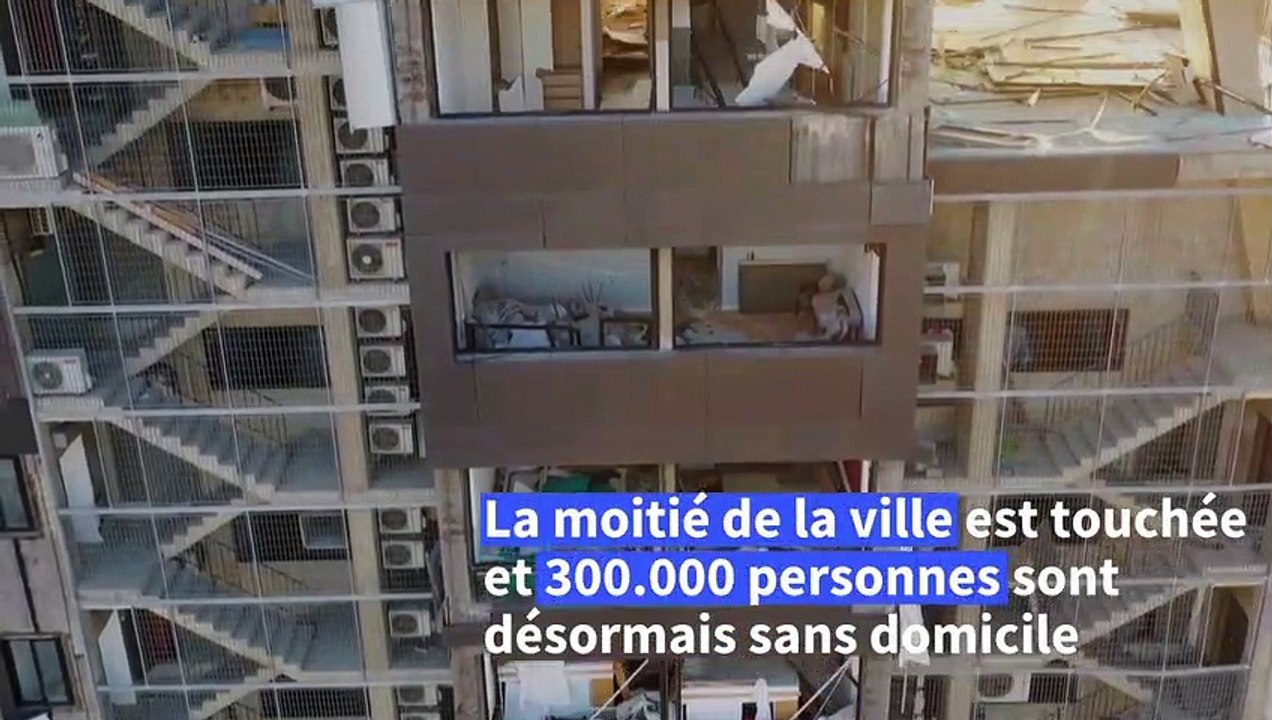 Beyrouth: vues aériennes des dégâts des explosions dans la capitale libanaise