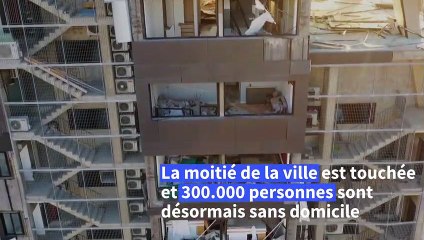 Beyrouth: vues aériennes des dégâts des explosions dans la capitale libanaise