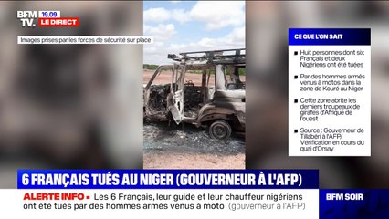Français tués au Niger: des photos de leur véhicule calciné diffusées par les forces de sécurité sur place