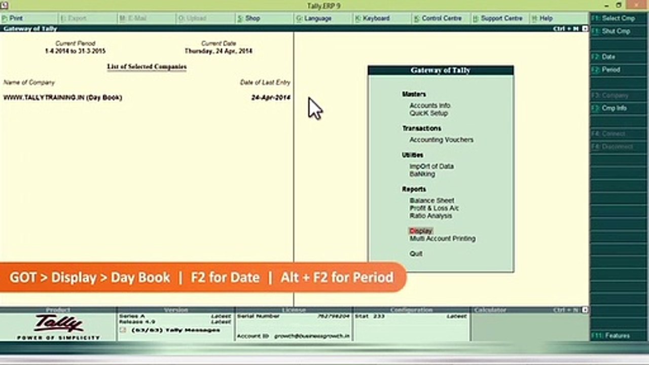Day Book Practical in Tally