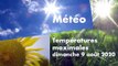 VIDÉO - Les températures maximales relevées ce dimanche 9 août 2020