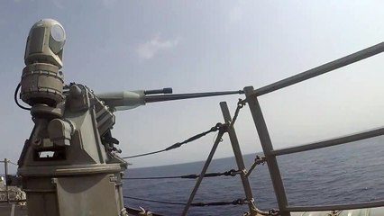 USS Sterett • Live Fires 25mm Cannon Remotely • Red Sea August 6, 2020