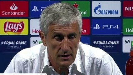 Football - Champions League - Quique Setien  Rueda de prensa Barcelona 3 - Nápoles 1