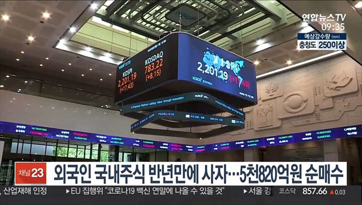 외국인 국내주식 반년만에 사자…5천820억원 순매수