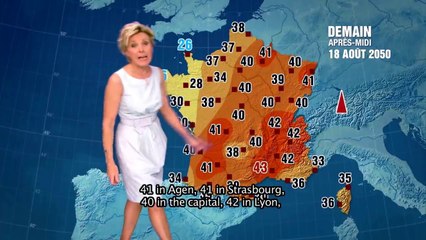 Le faux bulletin météo d’Évelyne Dhéliat pour 2050 qui ressemble beaucoup à... 2020