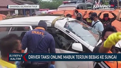 Driver Taksi Online Mabuk Mobil Terjun Bebas Ke Sungai Mahakam