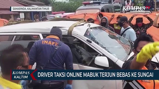 Driver Taksi Online Mabuk Mobil Terjun Bebas Ke Sungai Mahakam