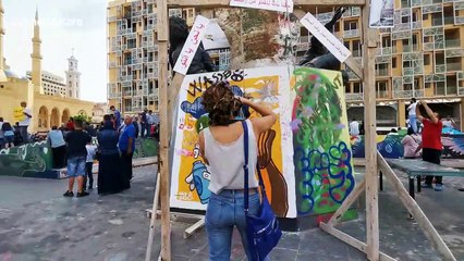 Protesters gather in Beirut's Martyrs' Square as frustration over blast grows