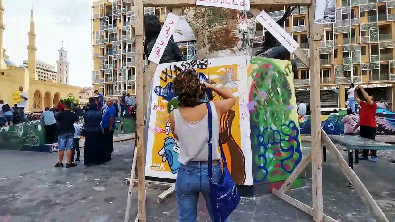 Protesters gather in Beirut's Martyrs' Square as frustration over blast grows