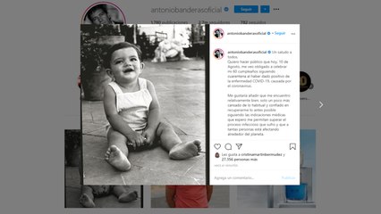 Antonio Banderas da positivo por coronavirus