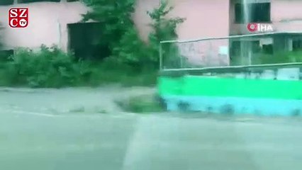Rize'de şiddetli yağış yolları göle döndürdü