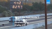 Watch this Tesla Model 3 drag race a Ford Mustang Shelby GT!