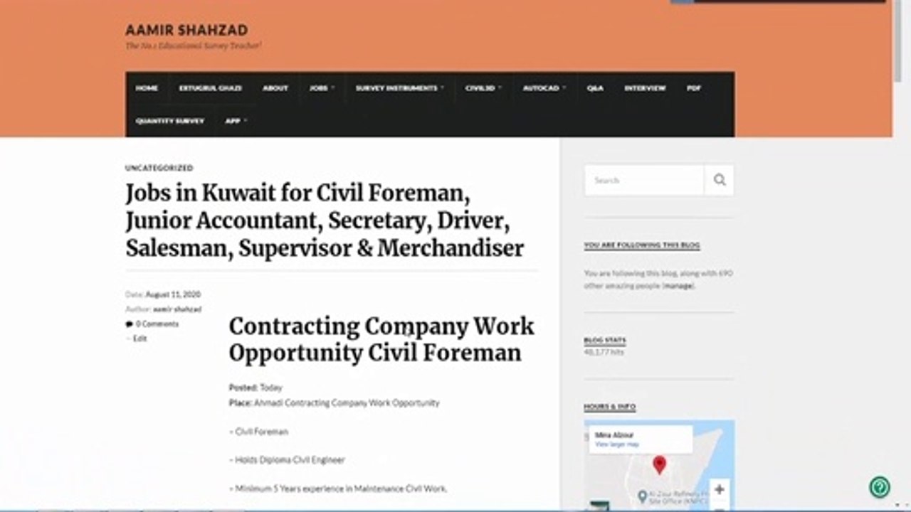 Jobs in Kuwait for Civil Foreman, Junior Accountant, Secretary, Driver, Salesman, Supervisor & Merchandiser