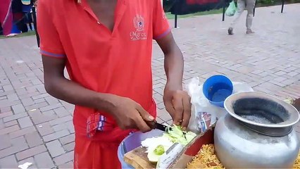 Hard-working Young Man Selling Tasty Twesty Chanacur Road Side Tasty  Streed Food @10Tk