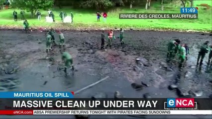 Massive clean up under way in Mauritius after oil spill