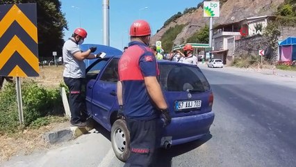 Kaza yapan sürücü gözyaşlarına hakim olamadı