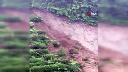 Rize'de çay bahçesinde heyelan böyle görüntülendi